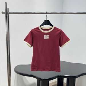 Miu Miu Red and Cream Tank Top